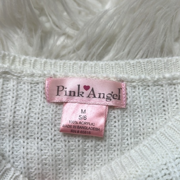 Pink Angel Girls' Hearts Sweater White Size 5/6 - Picture 3 of 5